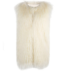 Choies White Fluffy Faux Fur Waistcoat