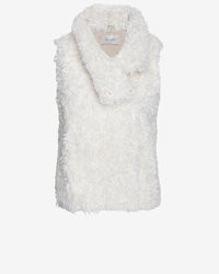 Yves Salomon Curly Lamb Fur Vest White