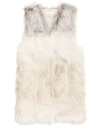 H&M Faux Fur Vest Whitelight Gray Ladies