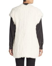 Josie Natori Knitted Rabbit Fur Vest