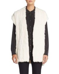 Josie Natori Knitted Rabbit Fur Vest