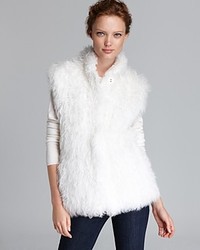 Maximilian Lamb Fur Vest With Drawstring Waist