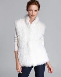 Maximilian Lamb Fur Vest With Drawstring Waist