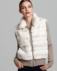 Maximilian Rabbit Fur Vest With Knit Trim