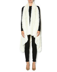 Natasha Couture Fashion White Faux Fur Vest