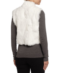 Adrienne Landau Textured Rabbit Fur Vest White