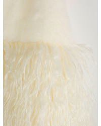 Choies White Faux Fur Waistcoat With Contrast Fluffy Panel