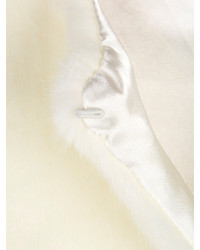 Choies White Faux Fur Waistcoat With Contrast Fluffy Panel
