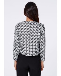 Missguided Rosey Geo Cropped Jacket Monochrome