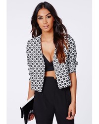 Missguided Rosey Geo Cropped Jacket Monochrome