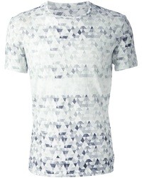White Geometric Crew-neck T-shirt