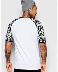 Asos Brand Muscle T Shirt With Geo Tribal Print Raglan Sleeves