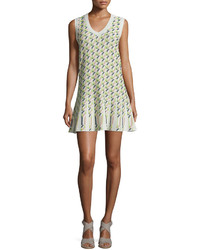 M Missoni Sleeveless Geometric Jacquard Flounce Dress