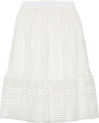 White Geometric Lace Skirt