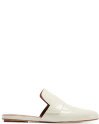 White Geometric Leather Loafers