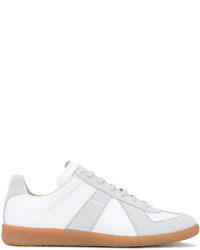 White Geometric Leather Sneakers