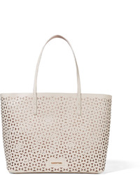 Elizabeth and James Daily Laser Cut Leather Tote White