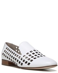 White Geometric Loafers