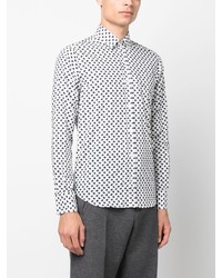 Canali Geometric Print Long Sleeve Shirt