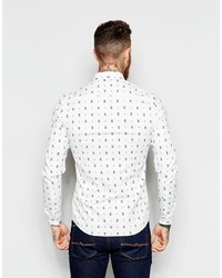Asos Shirt In Skinny Fit With Geo Print And Long Sleeves