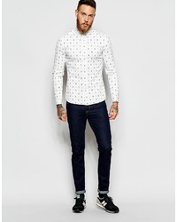 Asos Shirt In Skinny Fit With Geo Print And Long Sleeves
