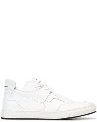 White Geometric Low Top Sneakers
