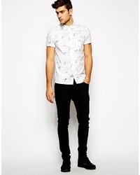 Asos Brand Shirt In Short Sleeve With Hand Drawn Number Print