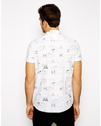 Asos Brand Shirt In Short Sleeve With Hand Drawn Number Print