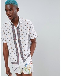 ASOS DESIGN Oversized Shirt With Aztec T Print In White