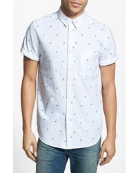 Topman Slim Fit Geometric Pattern Short Sleeve Shirt