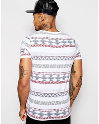 Asos Fitted Fit T Shirt In Geo Tribal Print With Stretch