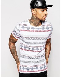 Asos Fitted Fit T Shirt In Geo Tribal Print With Stretch