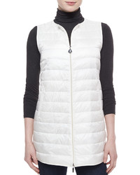 Moncler Stripe Quilted Long Vest White