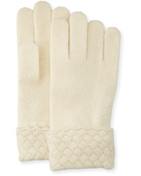 Sofia Cashmere Cashmere Basketweave Trim Tech Gloves Ivory