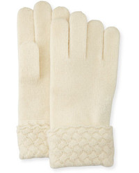Sofia Cashmere Cashmere Basketweave Trim Tech Gloves Ivory