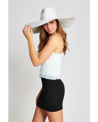 GUESS White Straw Tie Hat