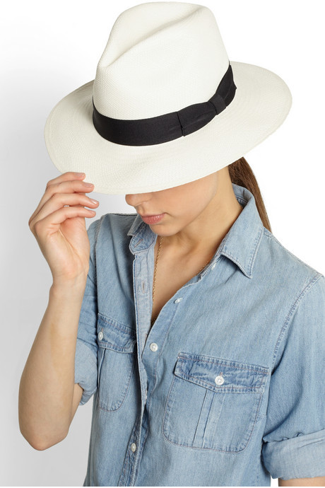 Straw Panama Hat in White for Women