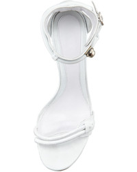 Alexander McQueen Chunky Heel Ankle Wrap Sandal With Skull Detail Optic White