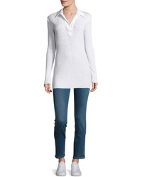 Helmut Lang Collared Henley Top Optic White