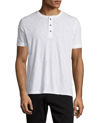 Vince Short Sleeve Slub Henley T Shirt White