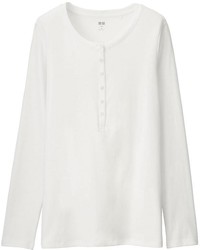 Uniqlo Supima Cotton Long Sleeve Henley Neck T Shirt