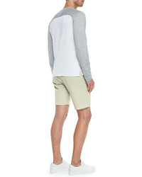 Theory Colorblock Long Sleeve Henley Off Whitegray