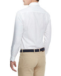 Peter Millar Silky Touch Herringbone Long Sleeve Sport Shirt
