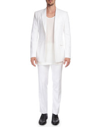 Givenchy Herringbone Cotton Flat Front Pants White