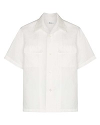 White Herringbone Short Sleeve Shirt