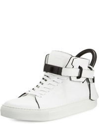 Buscemi 100mm Leather High Top Sneaker White