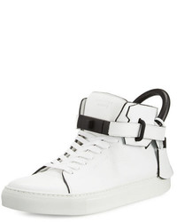 Buscemi 100mm Leather High Top Sneaker White
