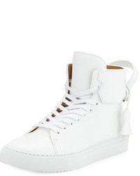 Buscemi 125mm High Top Leather Sneaker With Padlock White