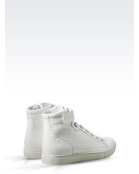 Armani Jeans High Top Sneaker In Leather