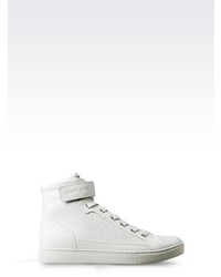Armani Jeans High Top Sneaker In Leather